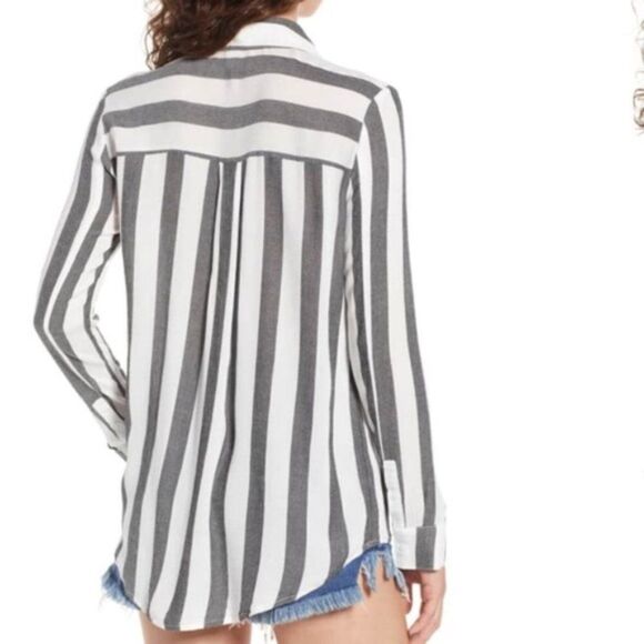 BP "The Perfect Shirt" Striped Button Down - size XS in Black/White - Picture 3 of 16